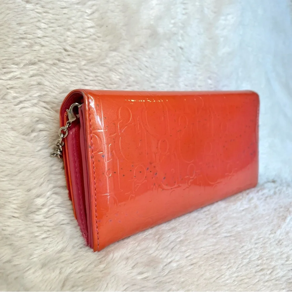 Christian Dior Pink Patent Leather Trotter Wallet WOC